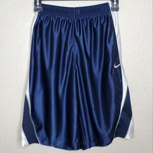EUC Nike Boys Navy Blue White Silver Basketball Gym Shorts (Size: M)